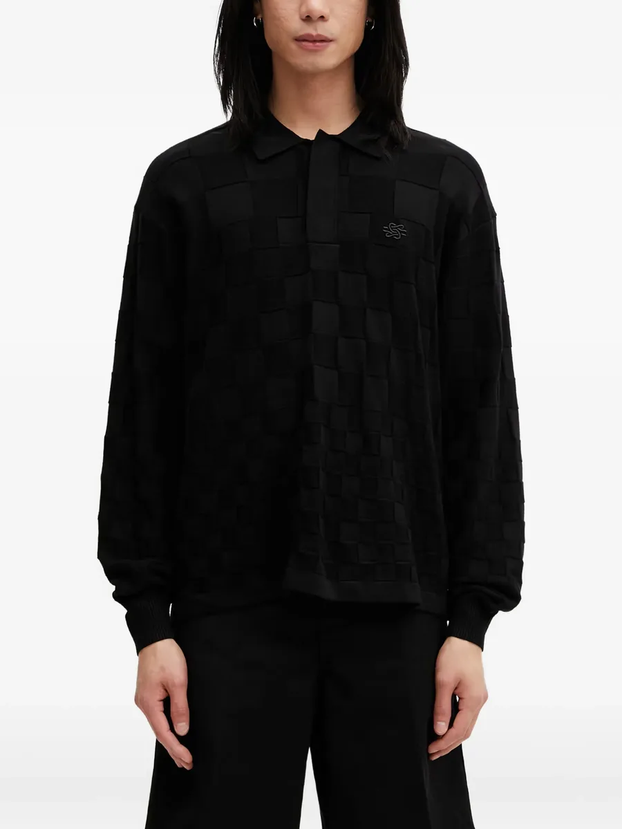Rugby check-pattern logo-embroidered sweatshirt 1