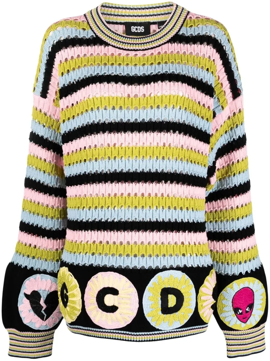 colour-block stripe knit jumper 1