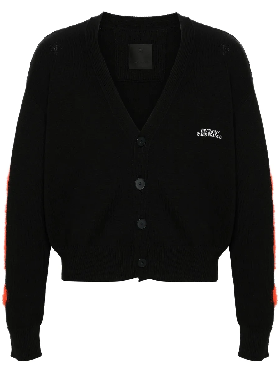 flame-intarsia logo-embroidered cardigan 1
