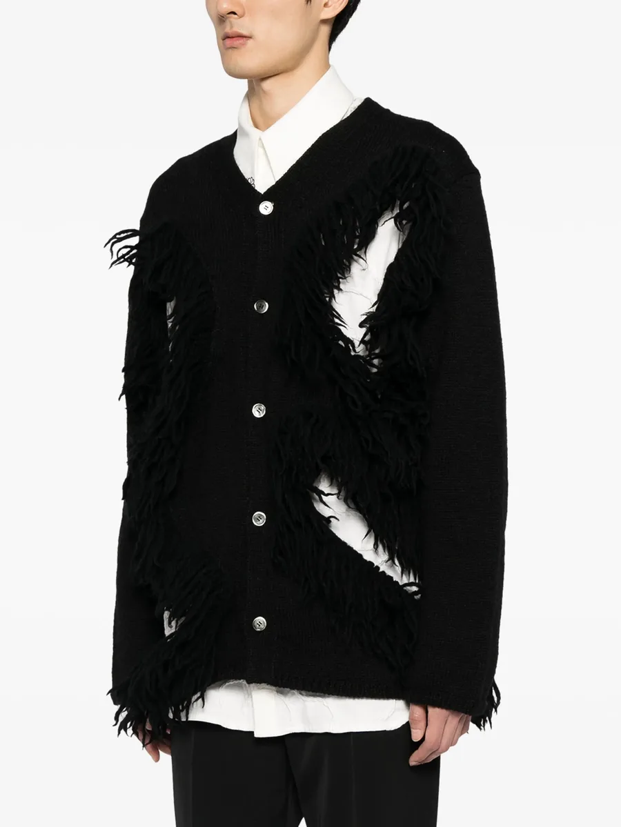 fringed cut-out wool cardigan 6