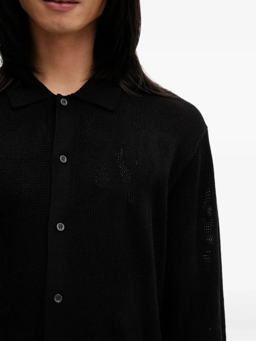 Breaking Bread logo-jacquard mesh cardigan 7
