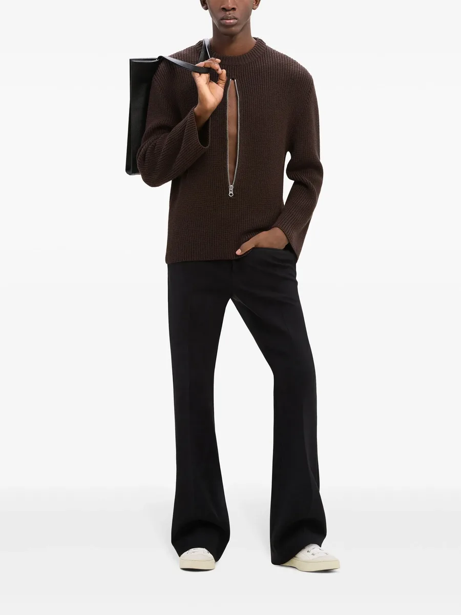 zipped ribbed wool sweater 4