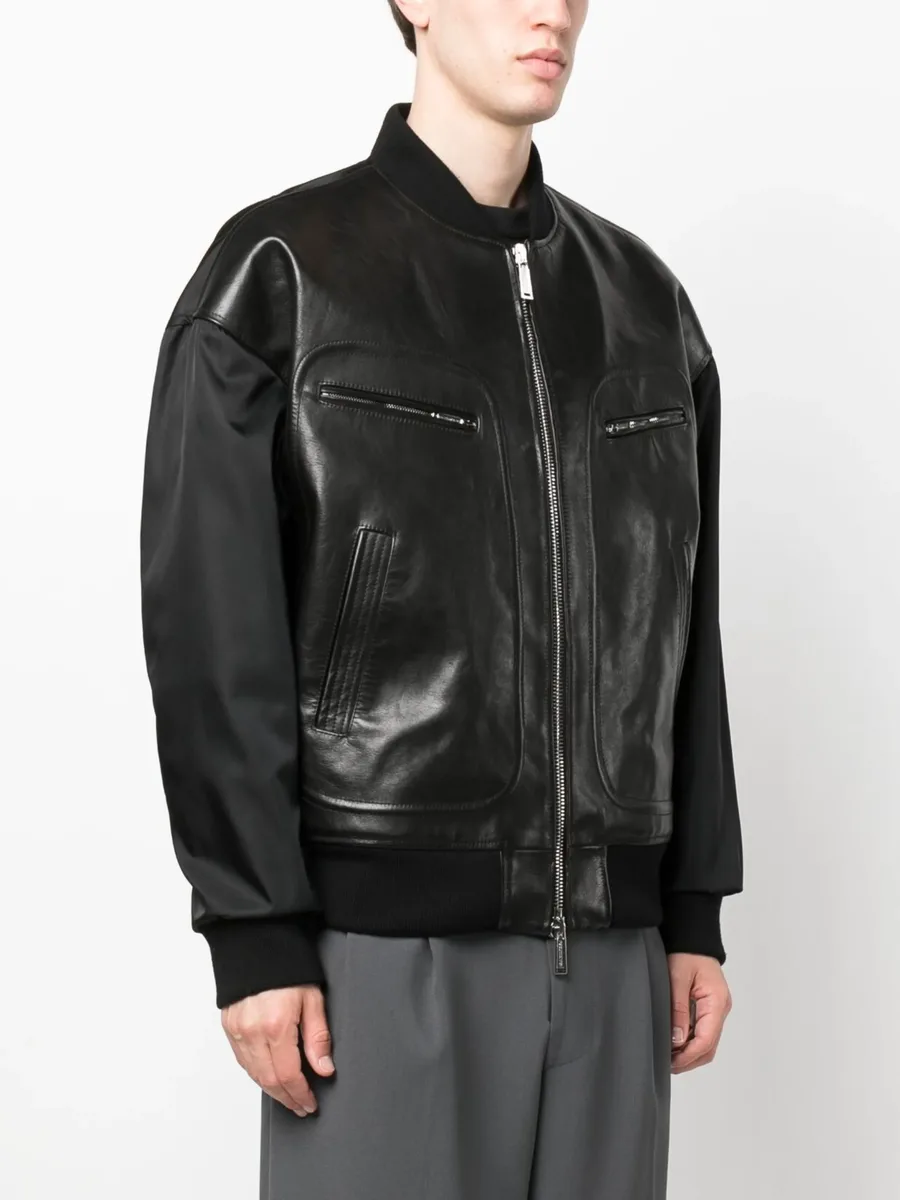 logo-patch panelled bomber jacket 7