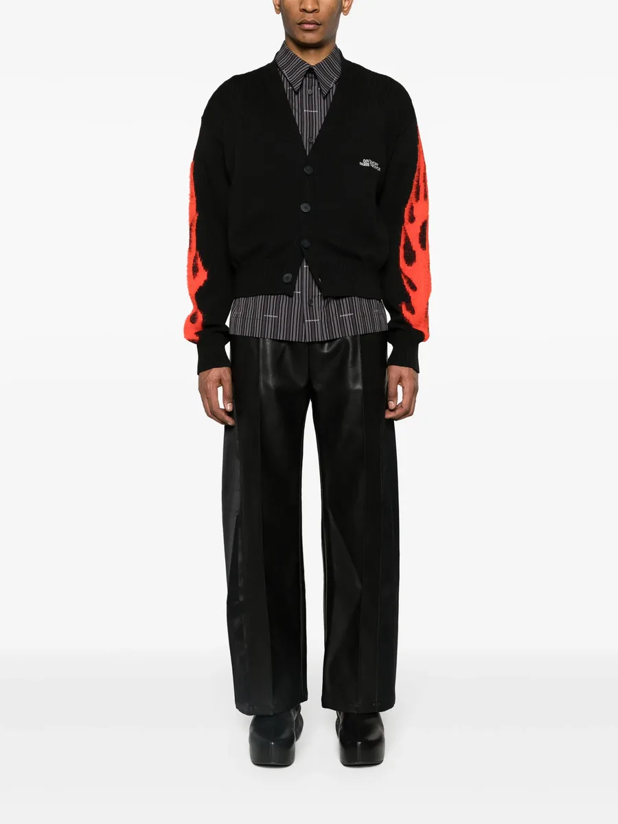 flame-intarsia logo-embroidered cardigan 3