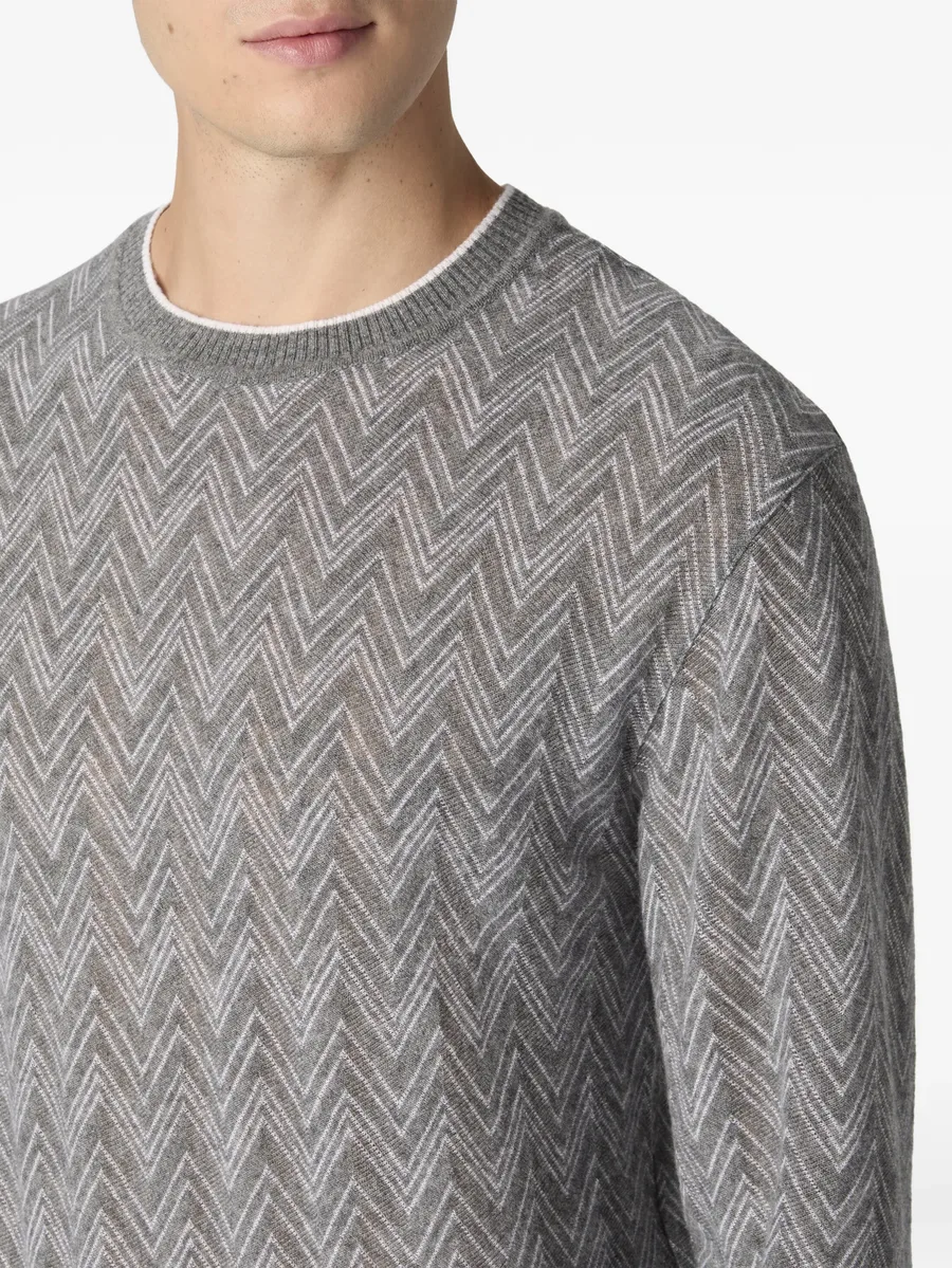 zigzag-pattern crew-neck sweater 8