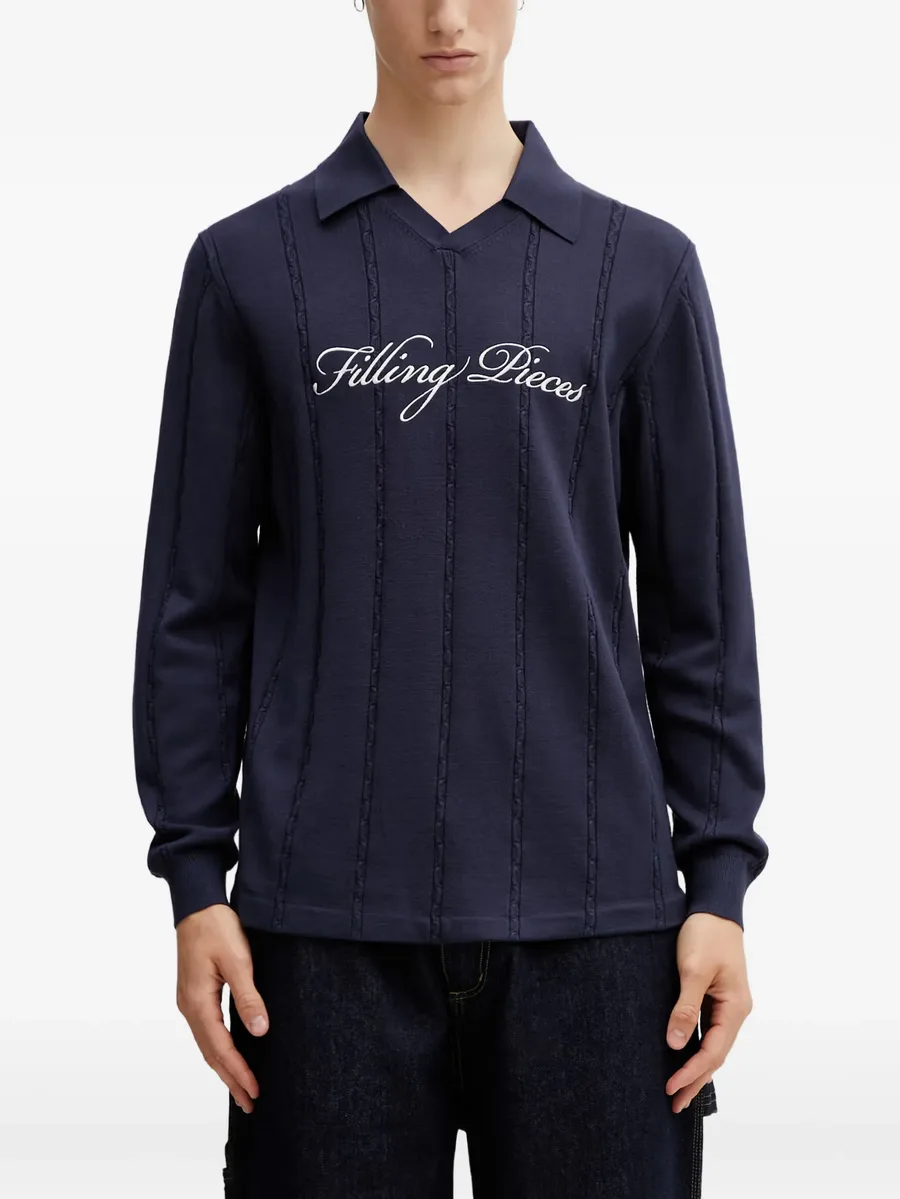 logo-embroidered cable-knit sweatshirt 2