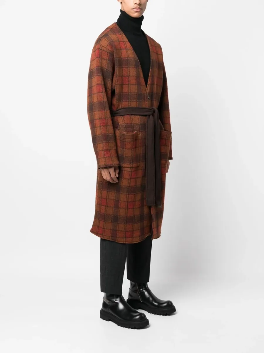 checked tie-waist cardigan 6