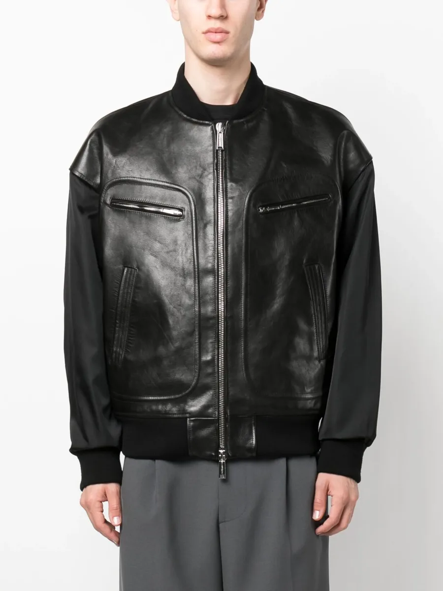 logo-patch panelled bomber jacket 6