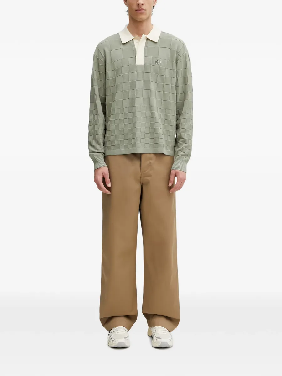 Rugbycheckerboard-knit long-sleeve sweatshirt 4