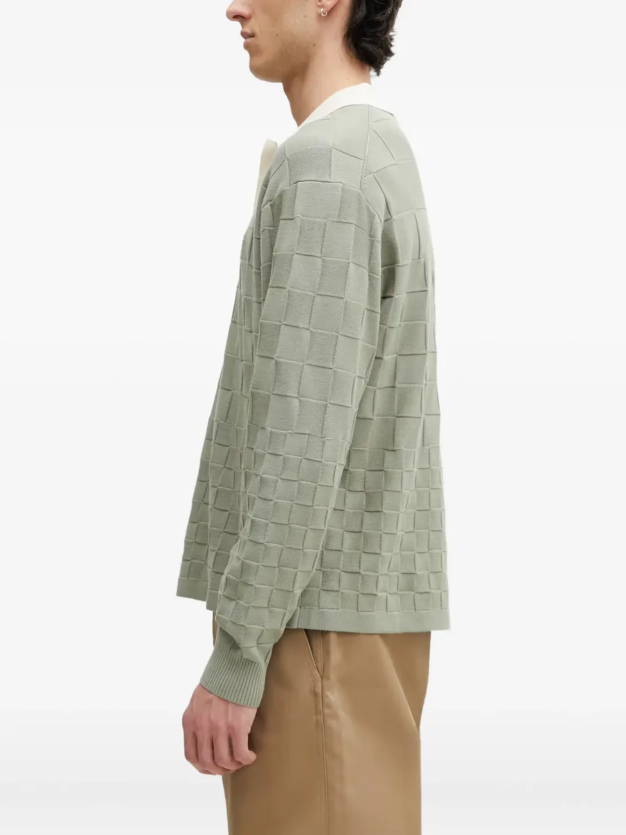 Rugbycheckerboard-knit long-sleeve sweatshirt 5