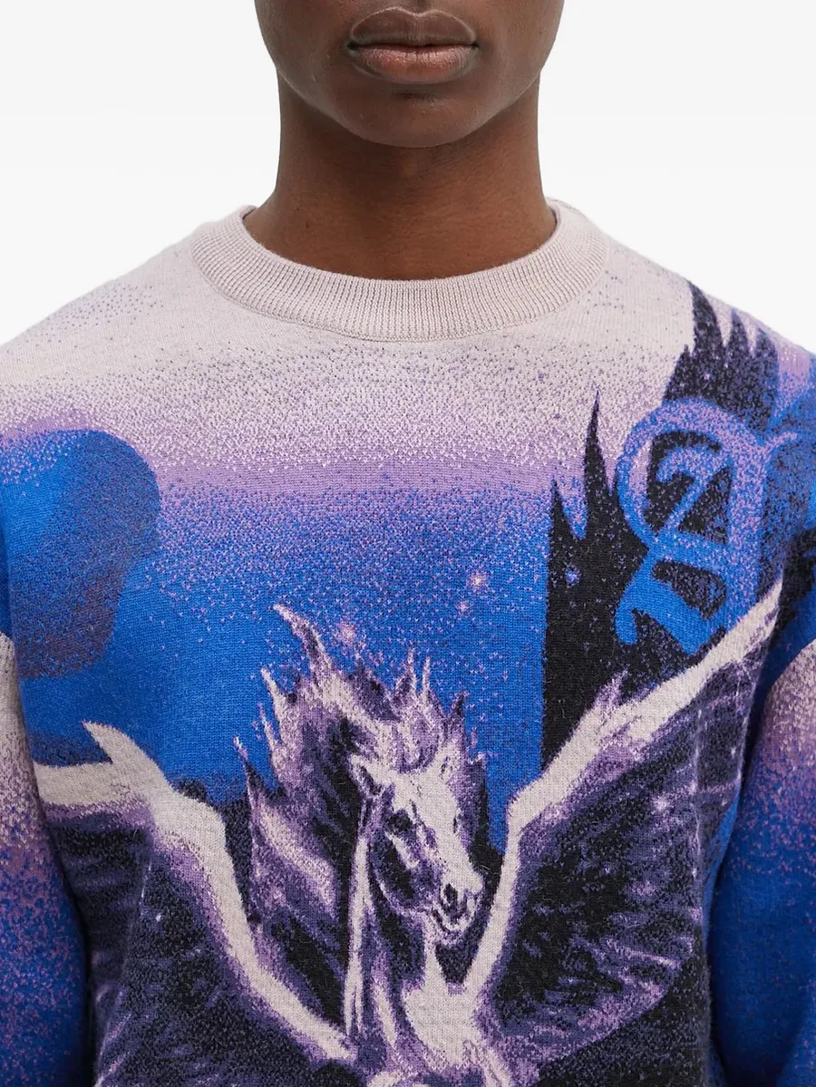 pegasus-print crew-neck sweater 8