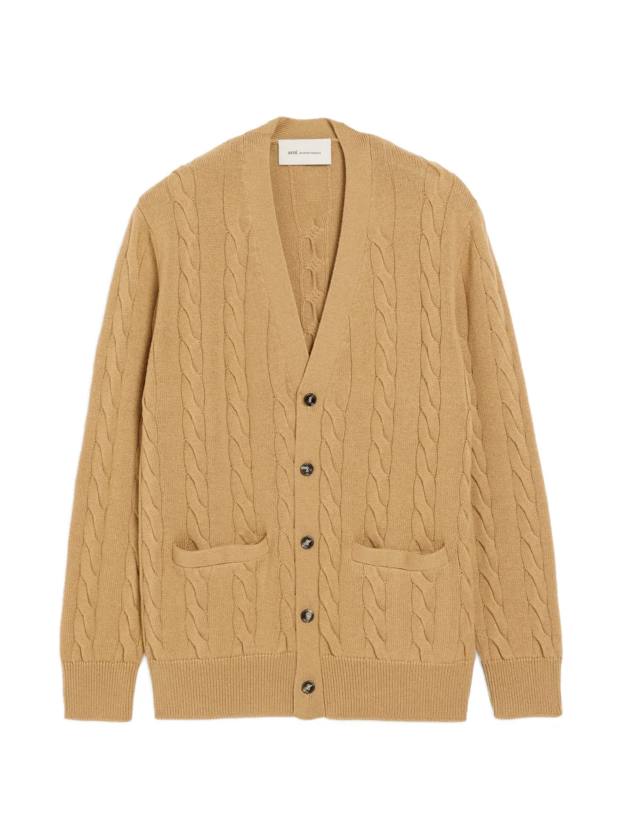 wool and cotton cable-stitch cardigan 2