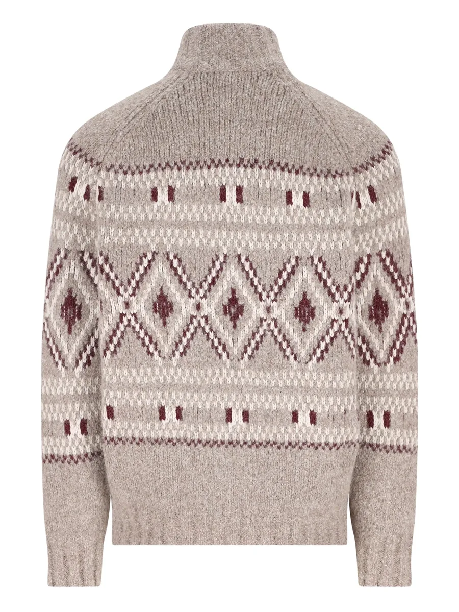 high-neck patterned cardigan 4