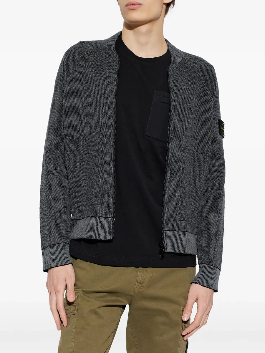 logo-patch zip-up cardigan 5