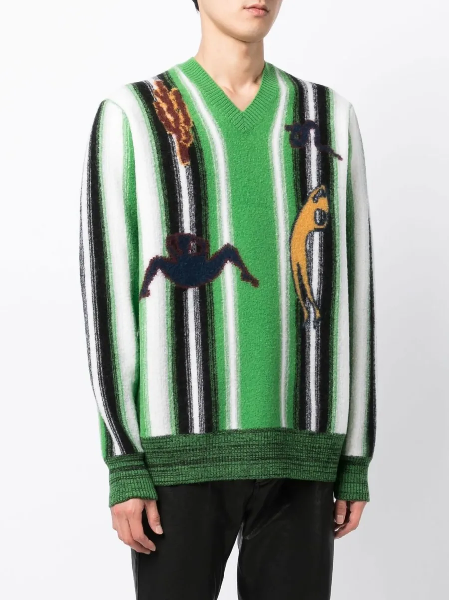 graphic-print V-neck jumper 6