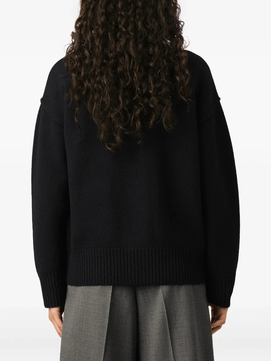 crewneck wool cardigan with Ami de Coeur 11