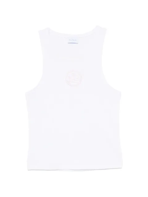 logo-embroidered ribbed tank top