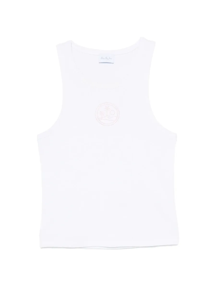 logo-embroidered ribbed tank top 1