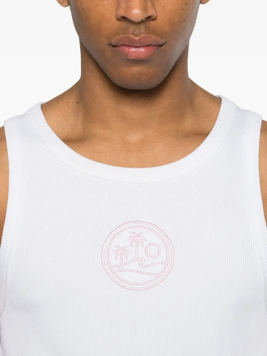 logo-embroidered ribbed tank top 9