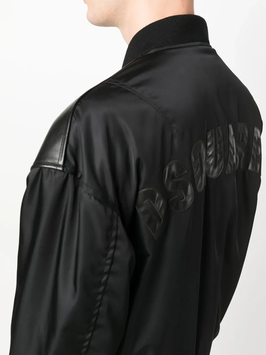 logo-patch panelled bomber jacket 10