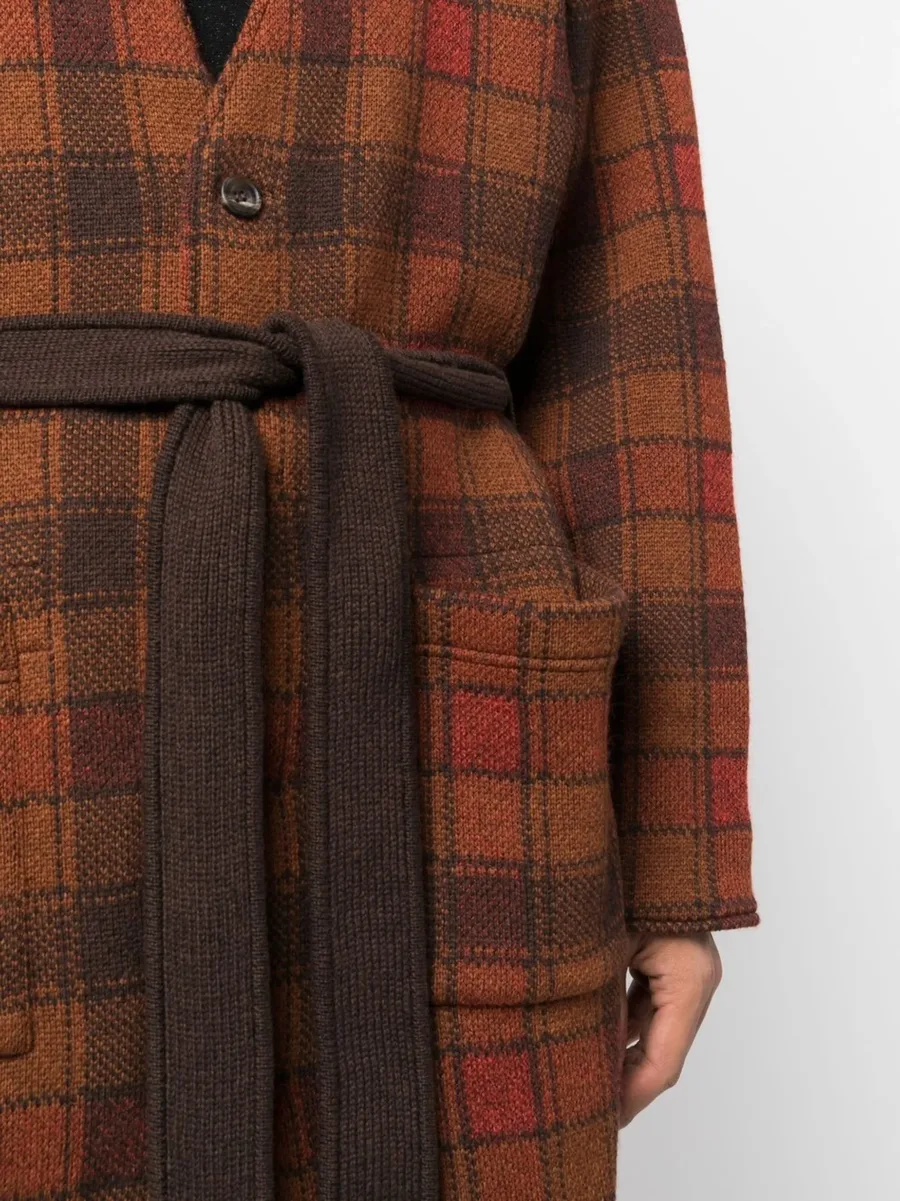 checked tie-waist cardigan 10