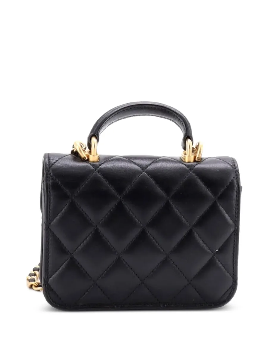 сумка через плечо Top Handle Flap Coin Purse with Chain Quilted Lambskin 4