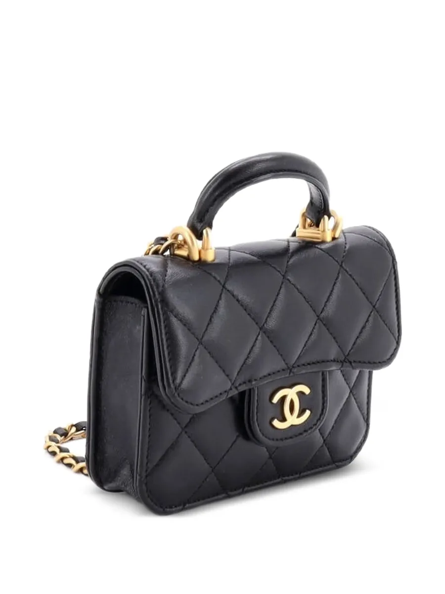 сумка через плечо Top Handle Flap Coin Purse with Chain Quilted Lambskin 5