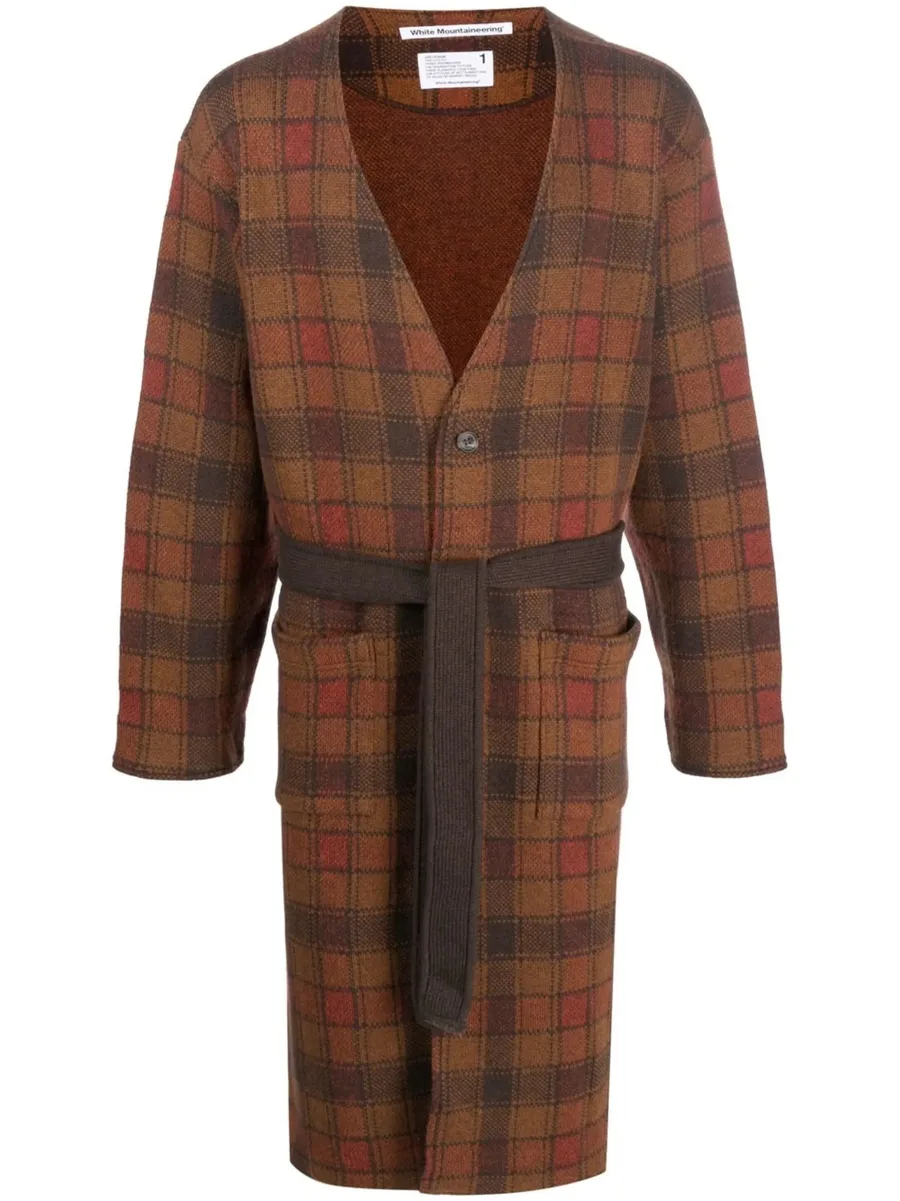 checked tie-waist cardigan 1