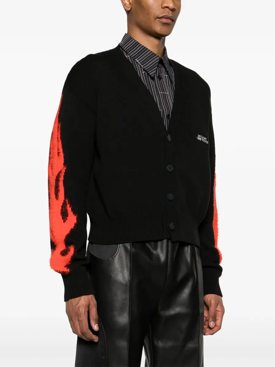 flame-intarsia logo-embroidered cardigan 5