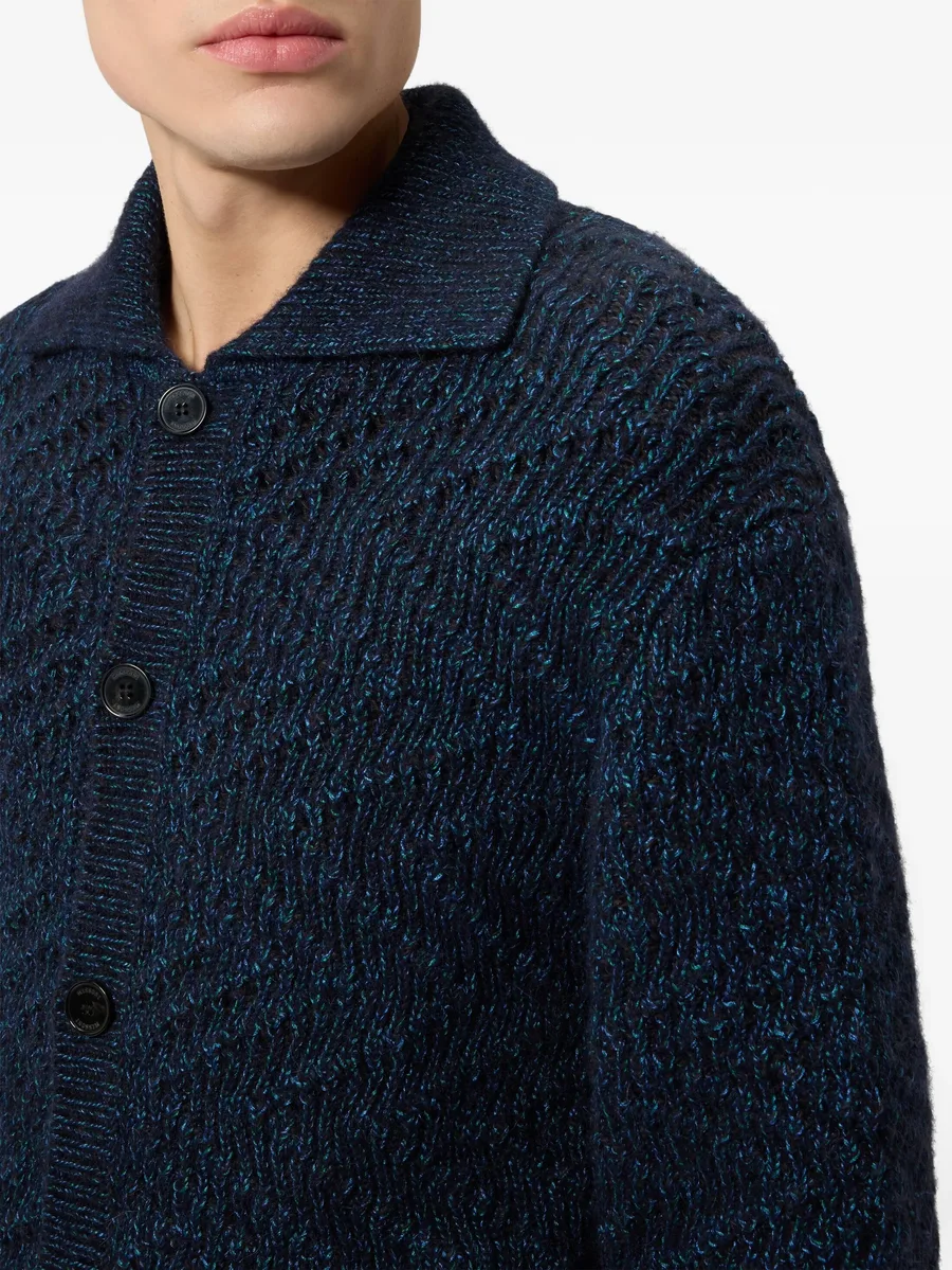 chevron-knit button-up cardigan 8
