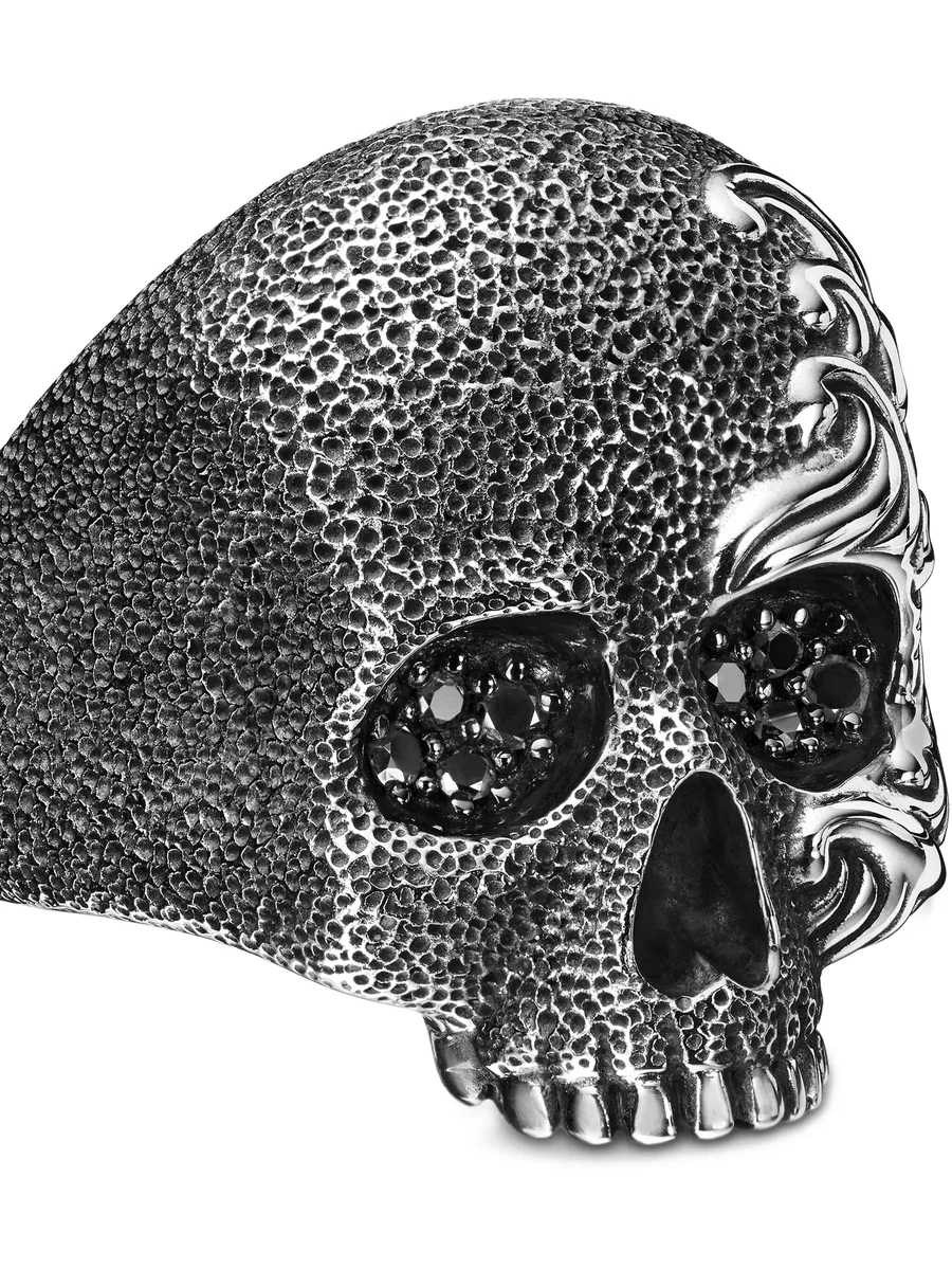 серебряное кольцо Waves Skull с бриллиантами (24 мм) 13