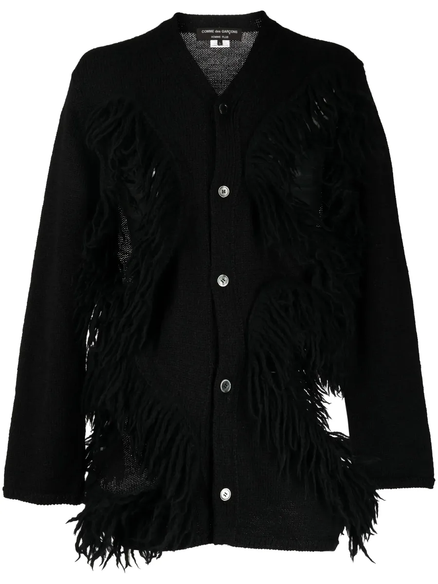 fringed cut-out wool cardigan 1