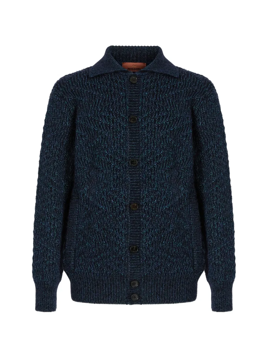 chevron-knit button-up cardigan 2