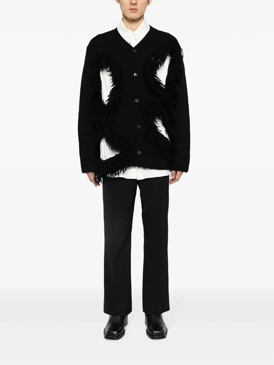 fringed cut-out wool cardigan 3