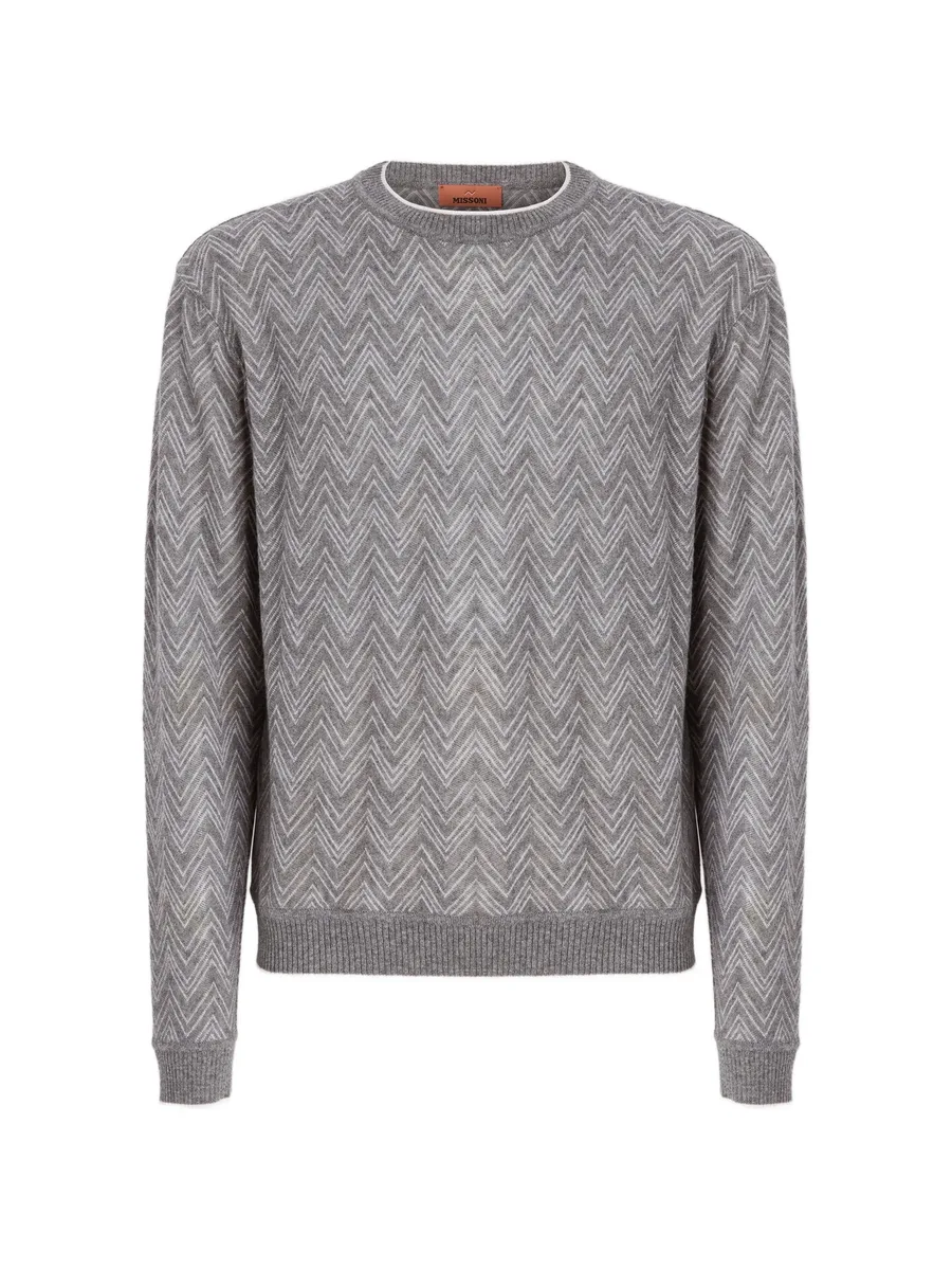 zigzag-pattern crew-neck sweater 1