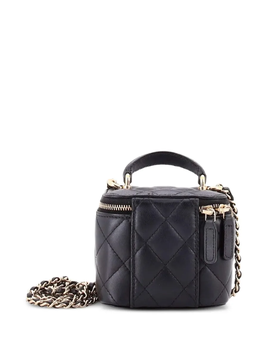 мини-сумка через плечо Classic Top Handle Vanity Case with Chain Quilted Lambskin Mini 3