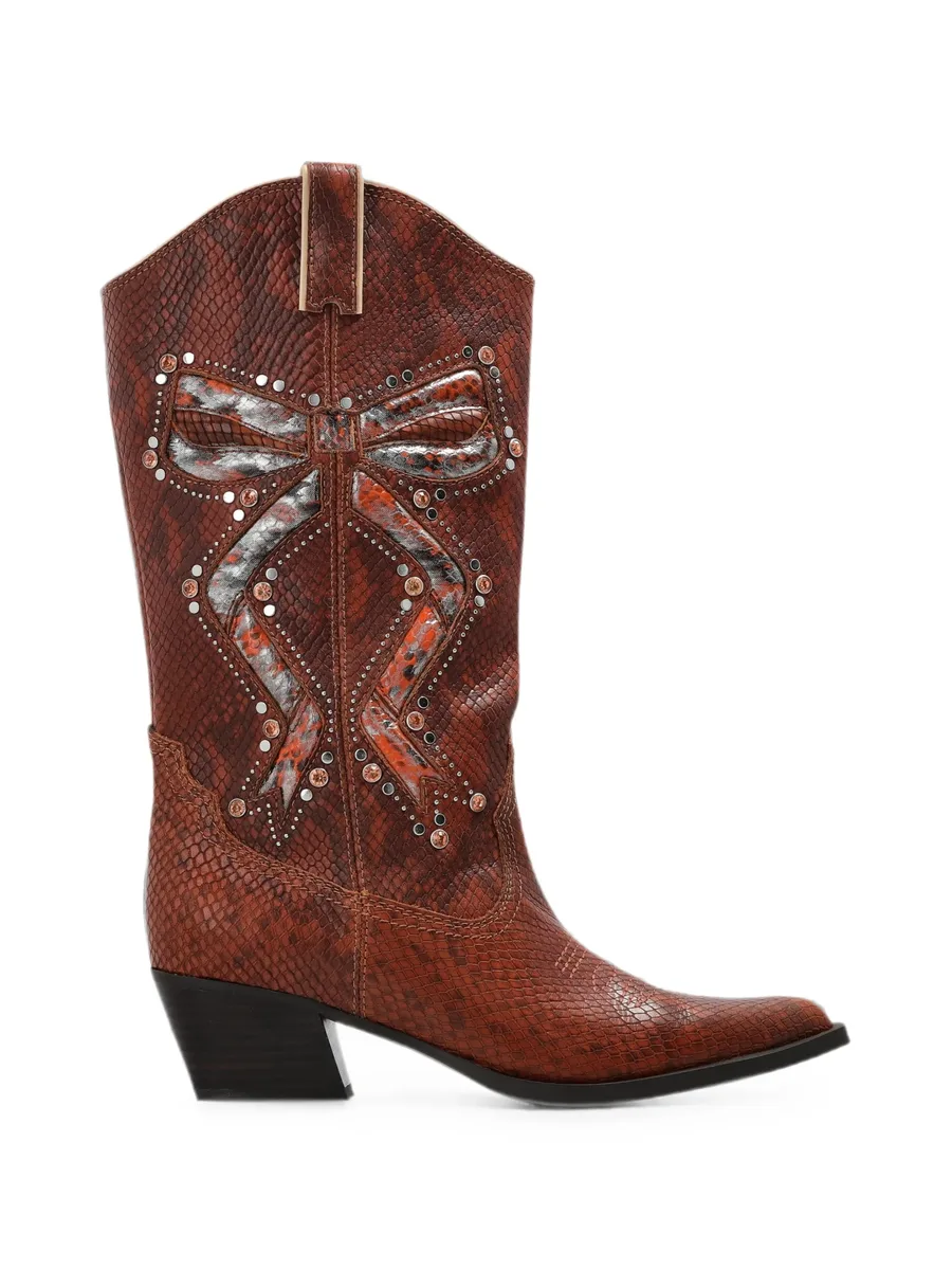 ковбойские сапоги Rodeo Bow с тиснением под кожу змеи 1