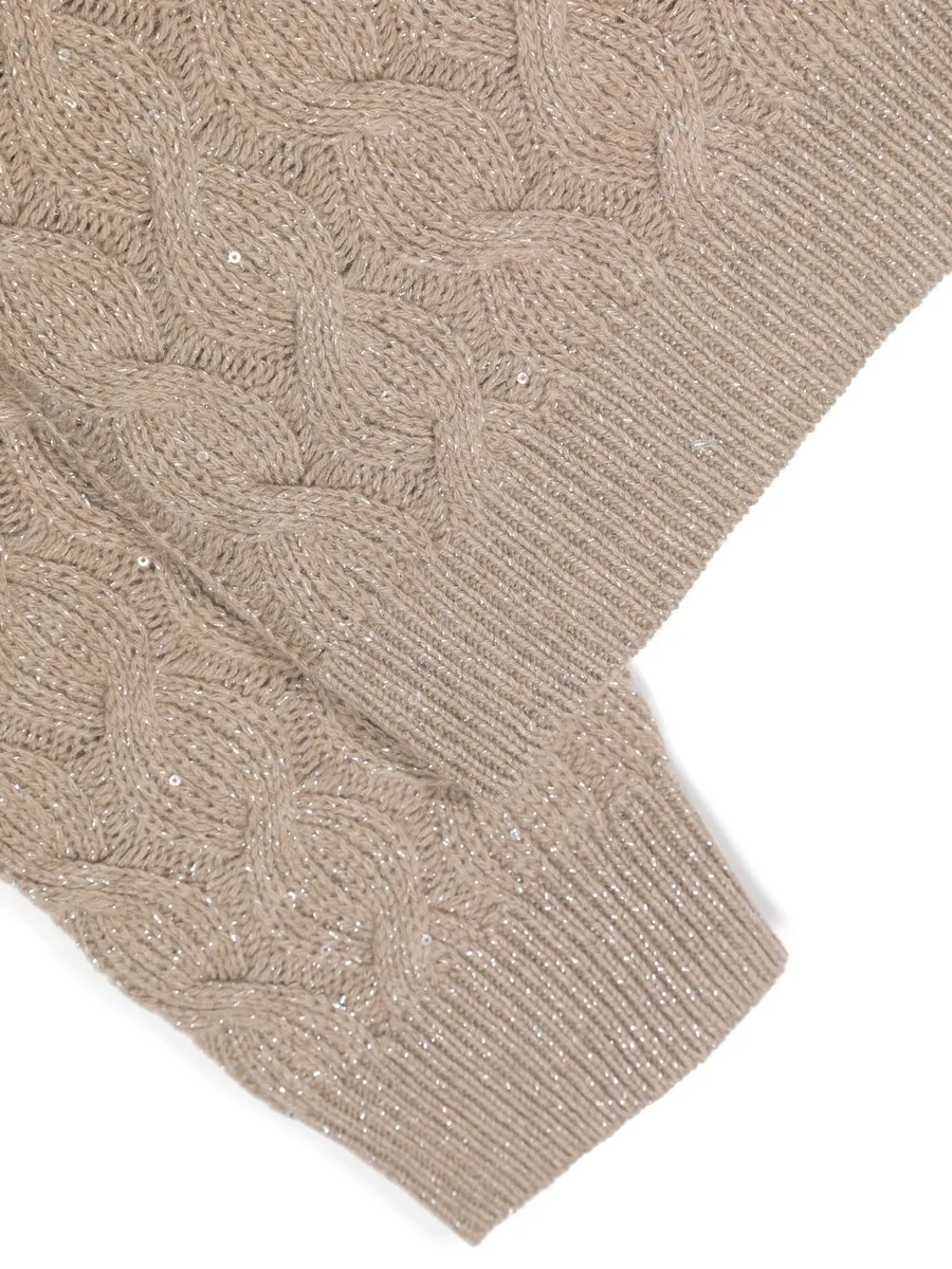sequin-embellished cable-knit jumper 5