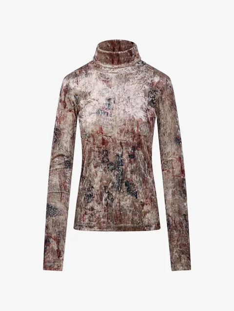 abstract-print roll-neck top