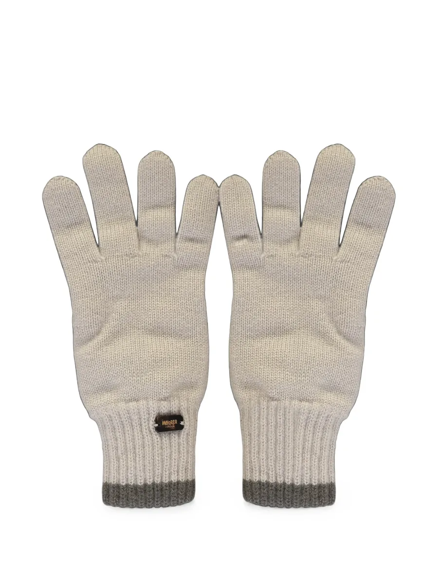 logo-plaque ribbed-trim gloves 1