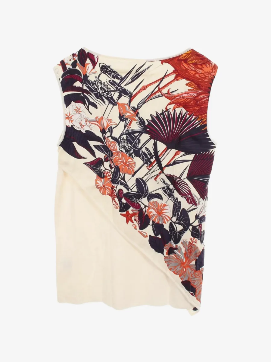 floral-print sleeveless silk tank top 2