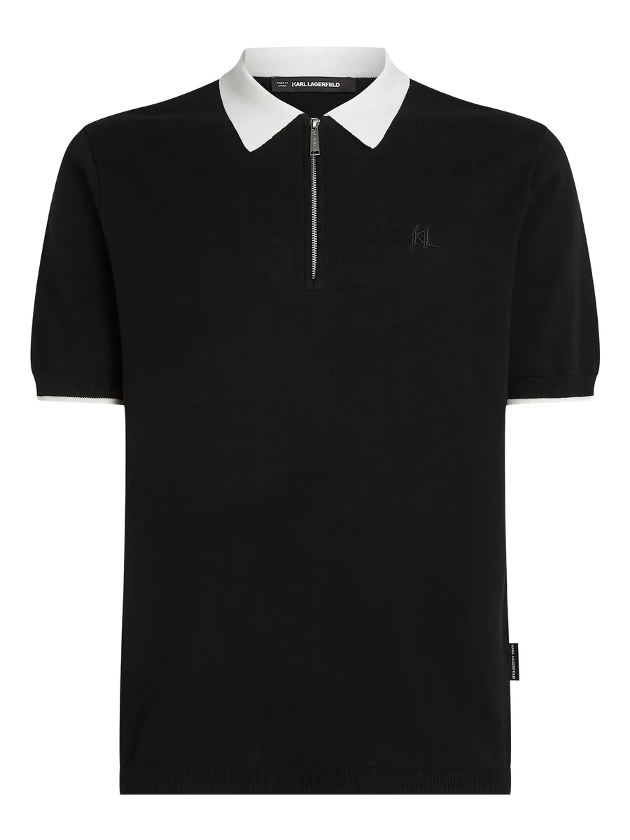 contrast-collar half-zip polo shirt 1