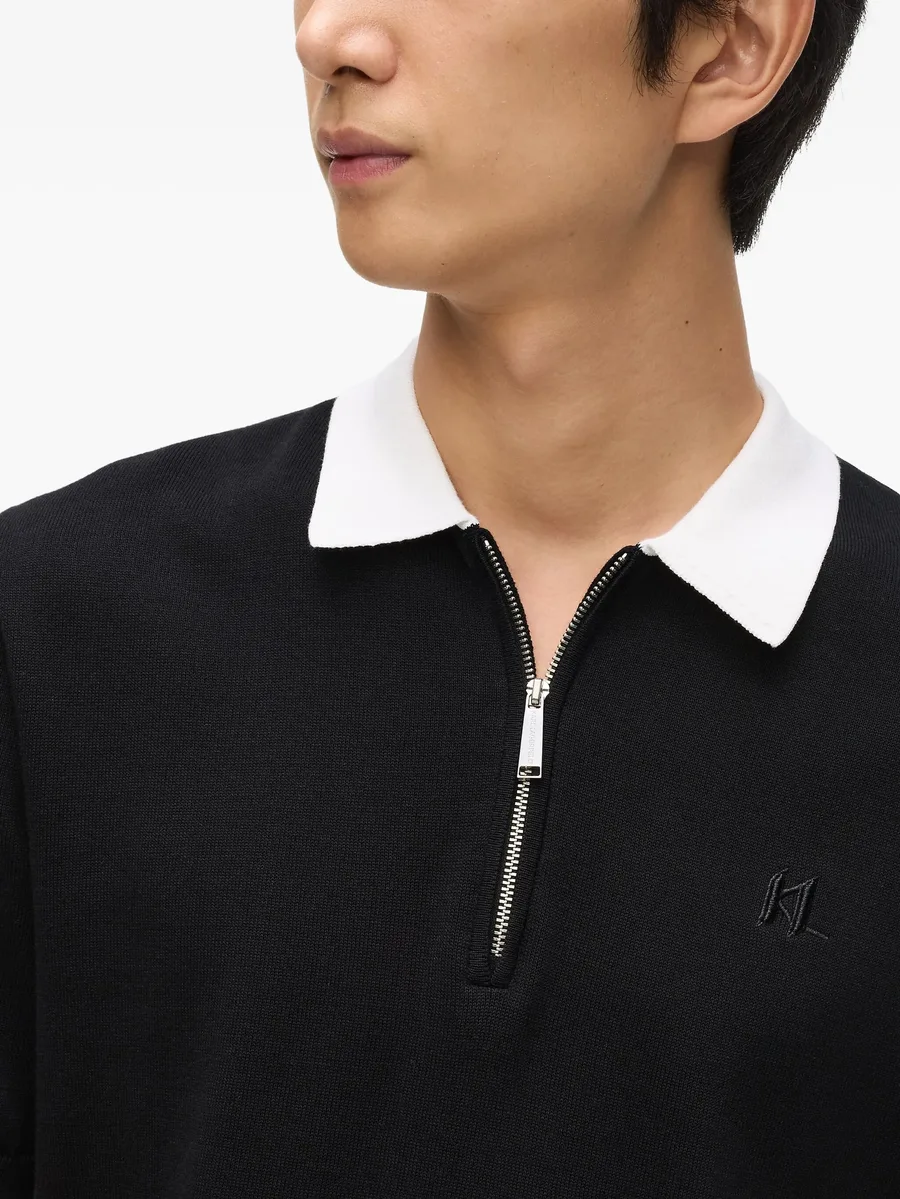 contrast-collar half-zip polo shirt 10