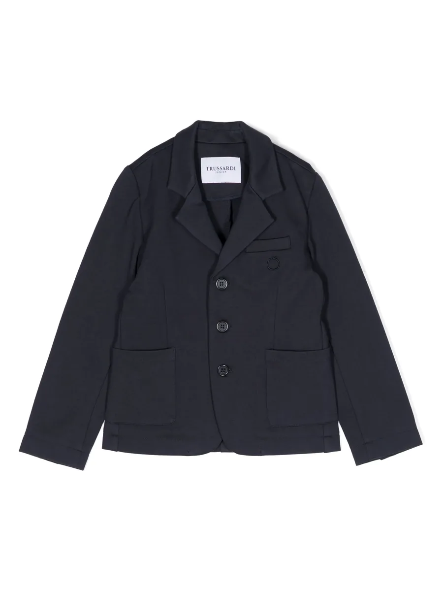 logo-embroidered single-breasted blazer 1