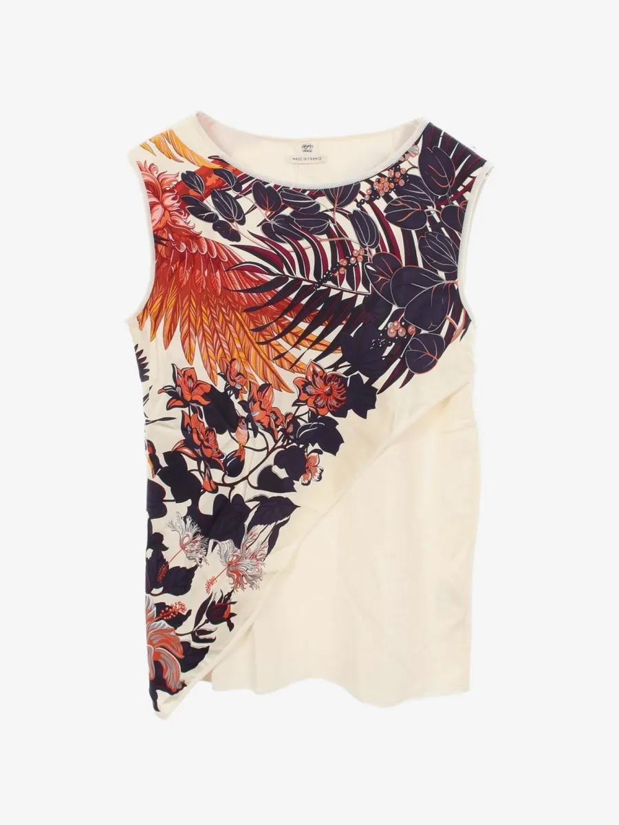 floral-print sleeveless silk tank top 1