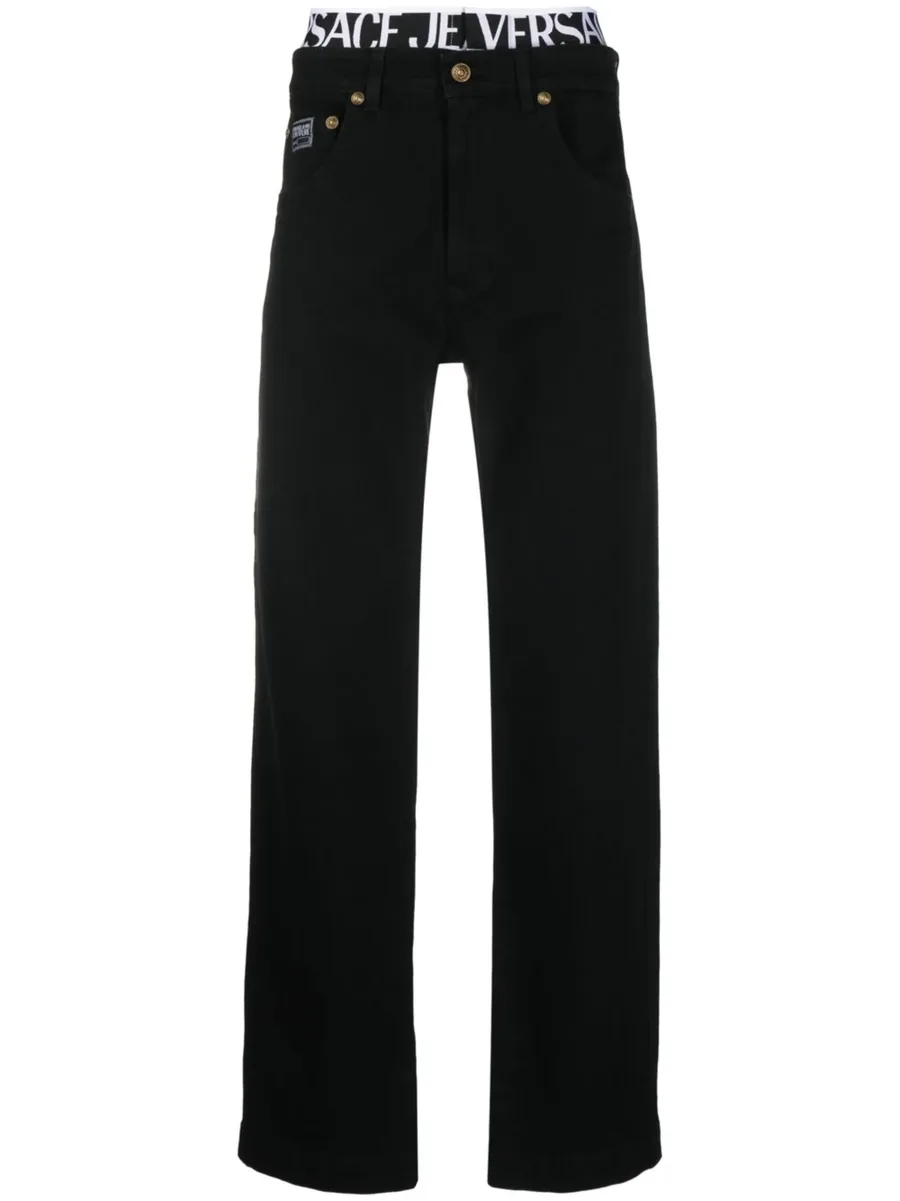 logo band straight-leg jeans 1