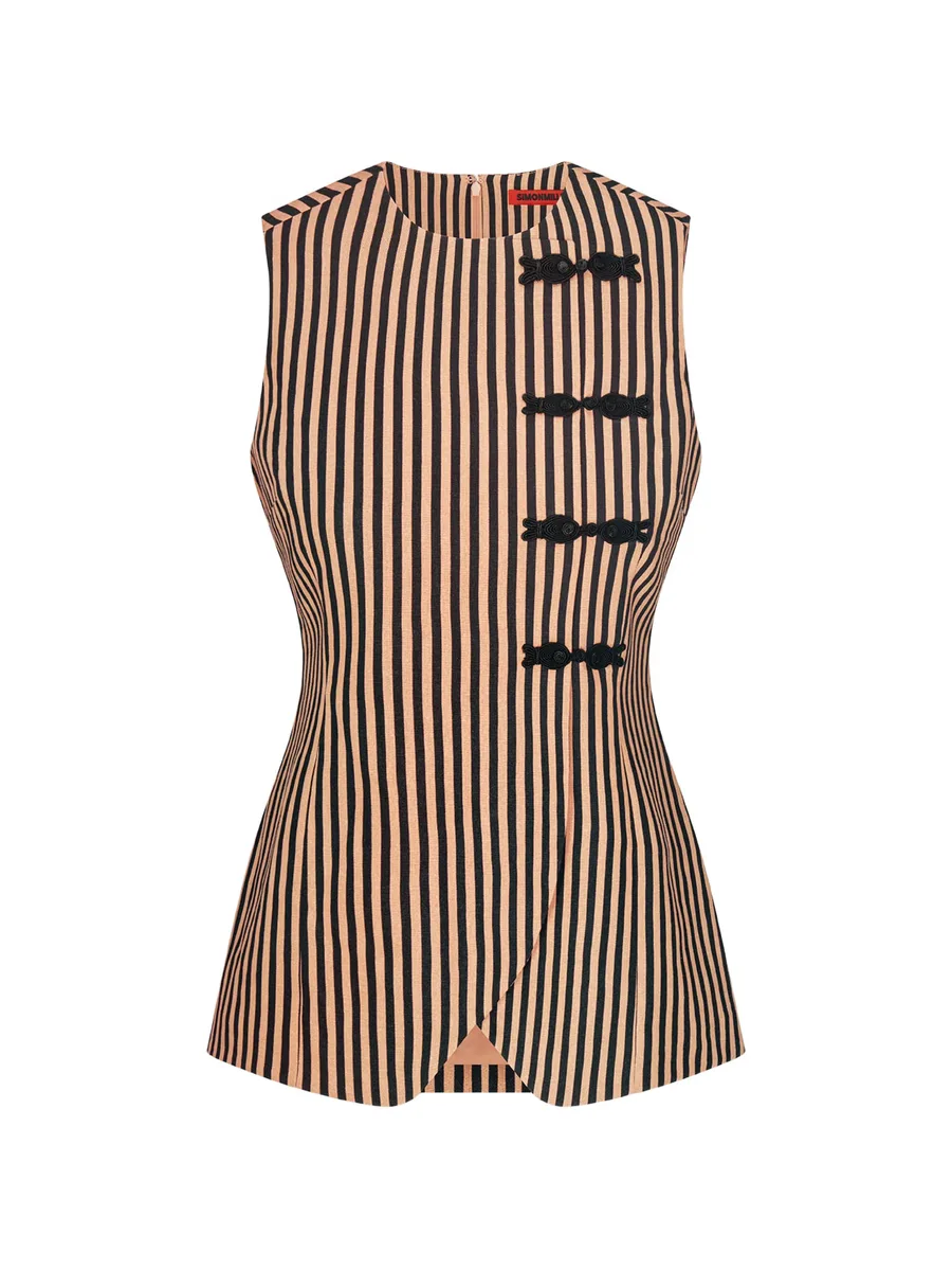Mavis striped frog-fastening top 1