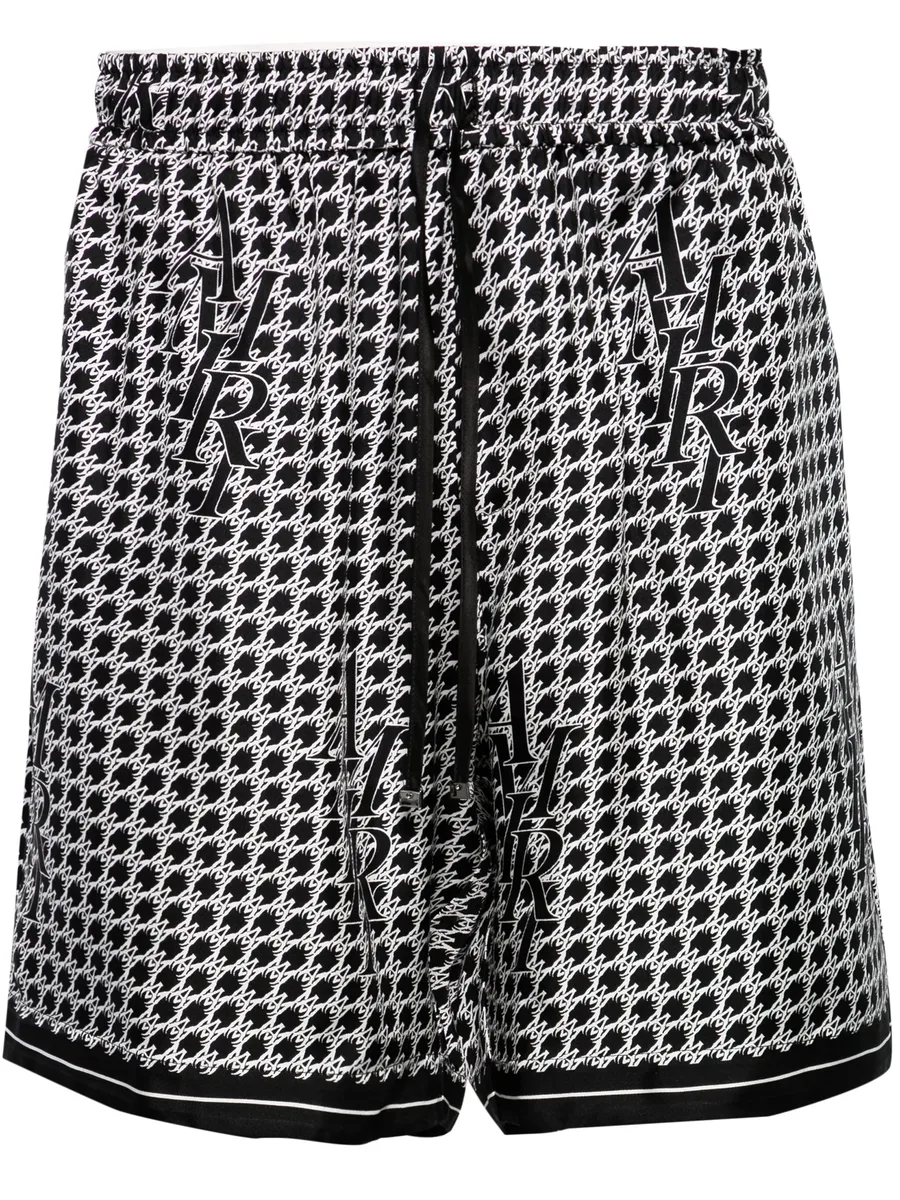 Staggard printed silk shorts 1