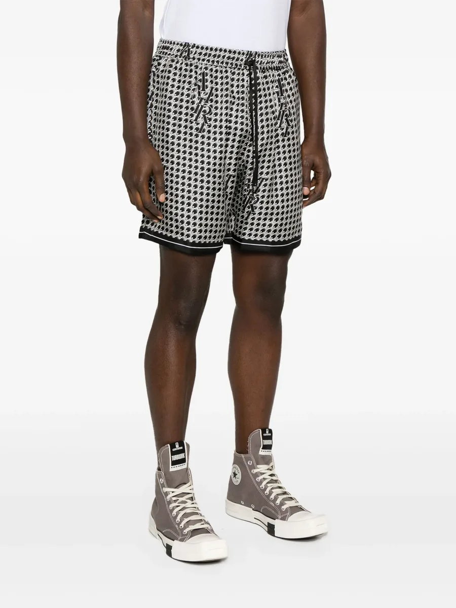 Staggard printed silk shorts 6