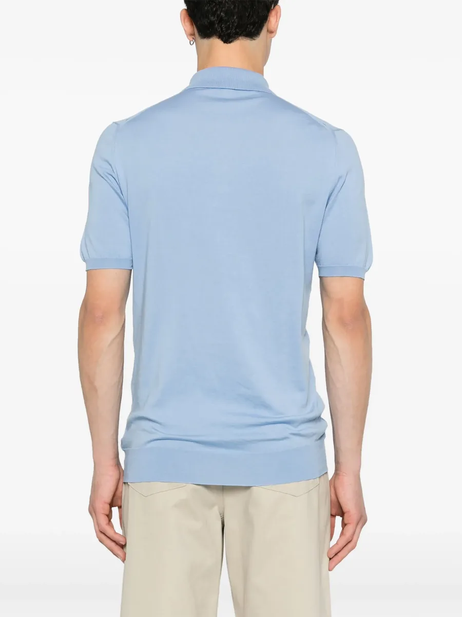 chevron-detail fine ribbed polo shirt 7